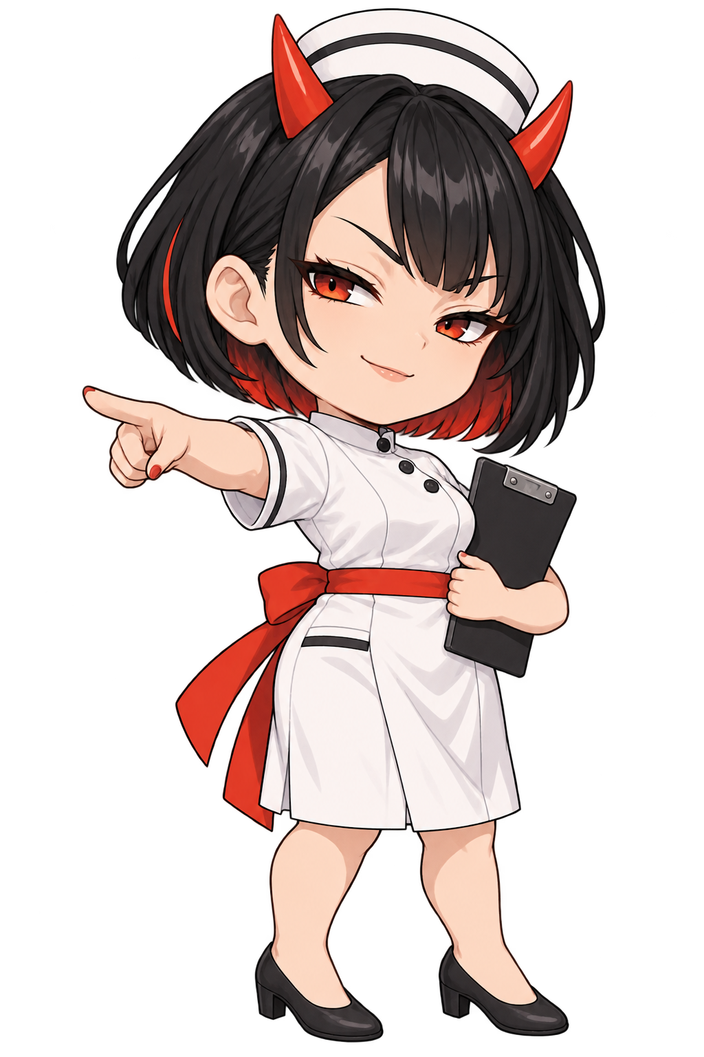 ナース服の女の子閻魔が、職場の理不尽に物申している